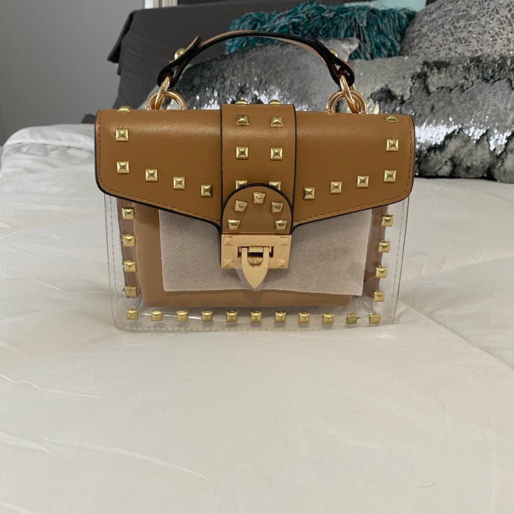 Clear and Leather Studded Handbag